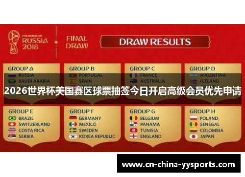 2026世界杯美国赛区球票抽签今日开启高级会员优先申请